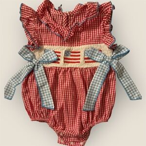 Gingham Baby Romper